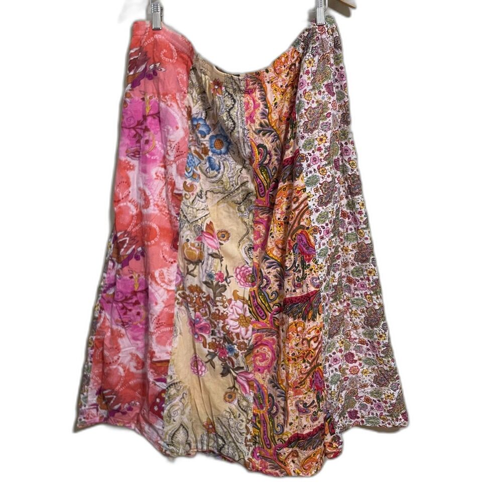 Ulla Popken pull on colorful printed boho skirt size 20 22